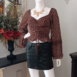 Altar'D State Design- Brown Sweetheart Neck with Rock the Bells Sleeves Size Sm
